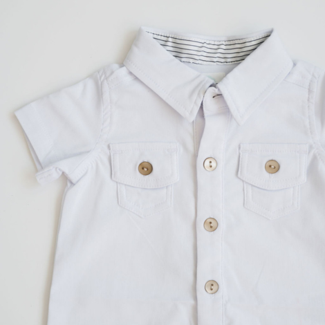 Boys one piece stretch cotton romper Boys one piece stretch cotton romper