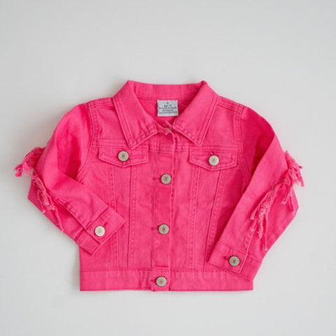 Hot Pink Denim Jacket with Fringe Hot Pink Denim Jacket with Fringe