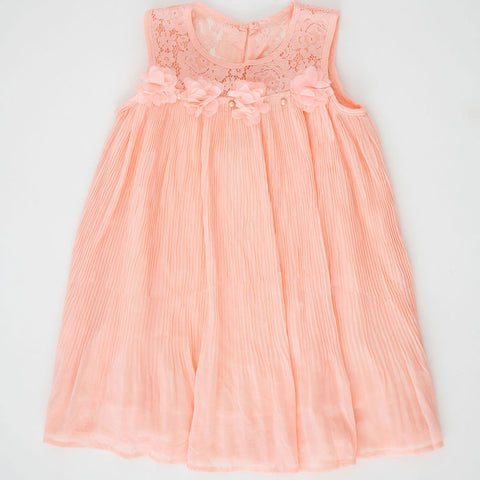 Peach Floral Pleat Dress Peach Floral Pleat Dress
