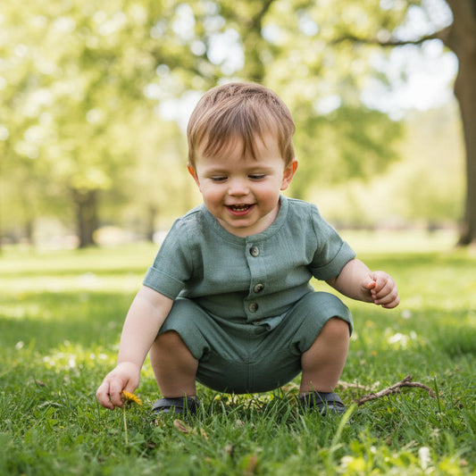 Close-up details of organic ribbed cotton knit texture on premium children's clothing from Spoiled Rotten Boutique.