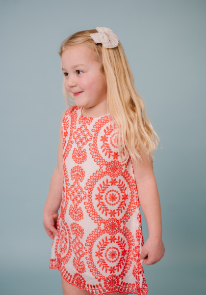 Doe a Dear | Orange Poppy Embroidered Dress