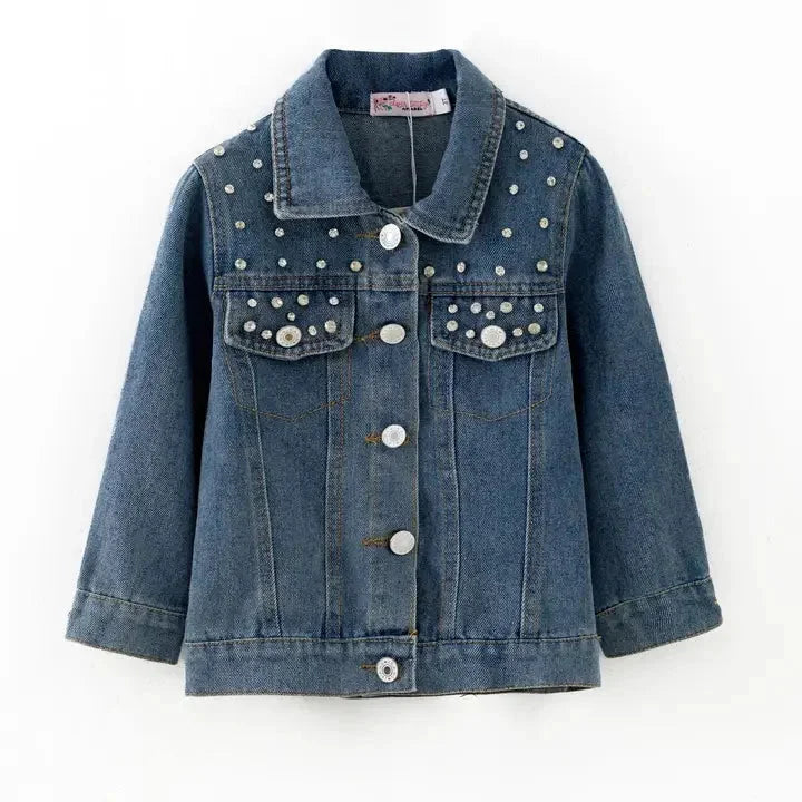 Clover Cottage - Rhinestone Jean Jacket - Premium children's boutique apparel item