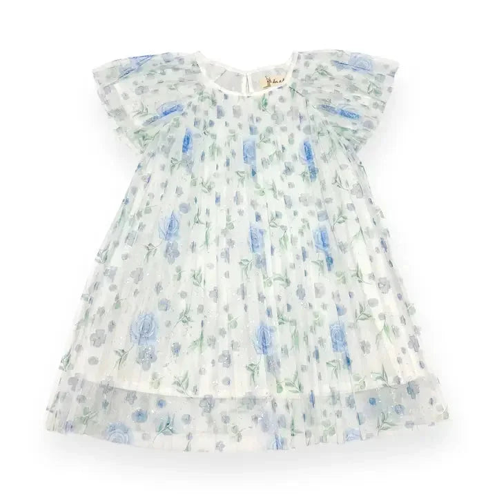 Doe a Dear - Blue Floral Pleated Dress - Premium children's boutique apparel item