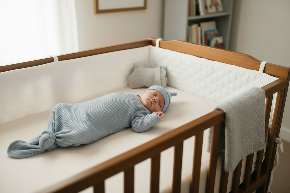 Ribbed Knit Knotted Baby Gown