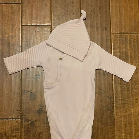Ribbed Knit Knotted Baby Gown