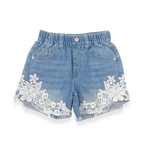 Doe a Dear - Floral Lace Denim Shorts - Premium children's boutique apparel item