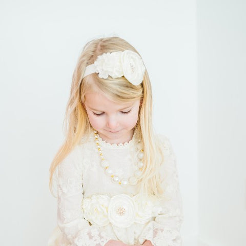 Lace Bell Sleeve Dress in Cream