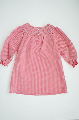 Girls Smocked Red Checked Dress