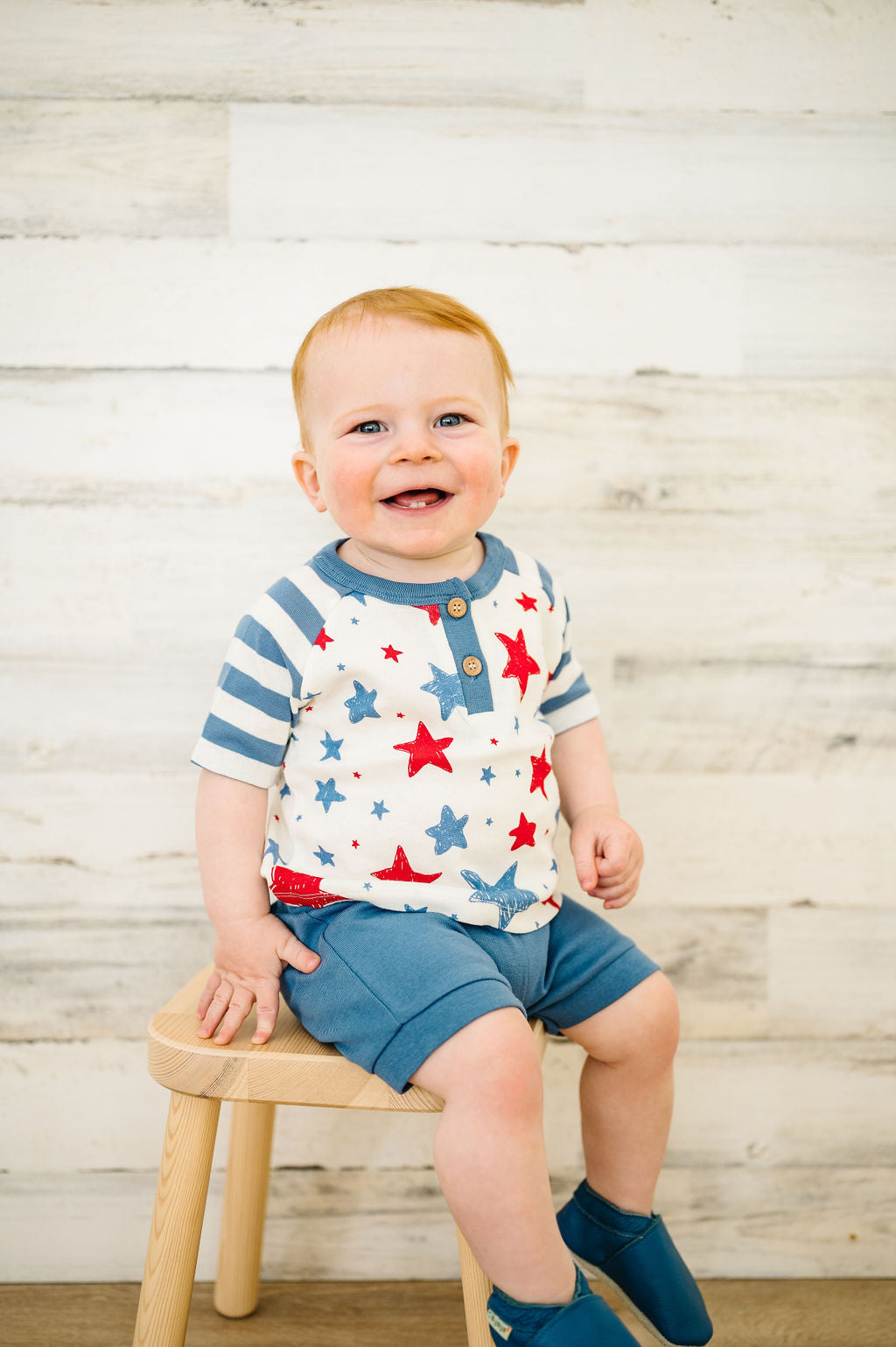 Stars and Stripes Baby Boy Short Set - Premium quality boutique clothing detail (Image 3 of 4)