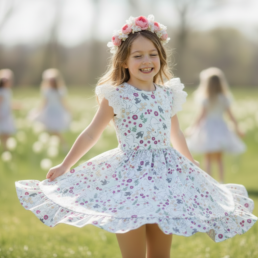 Tesa Babe | Easter Cottontail Twirl Bamboo Dress