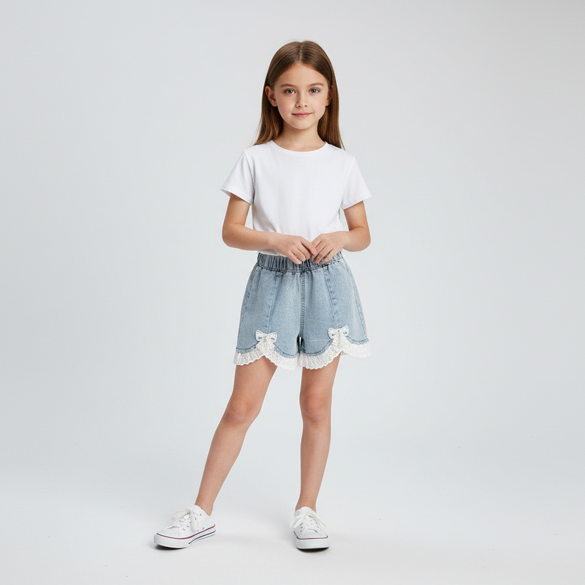 Doe a Dear | Denim Shorts with Eyelet Lace
