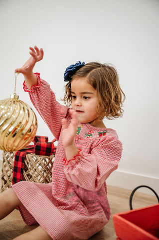 Girls Smocked Red Checked Dress