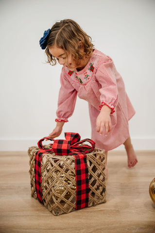 Girls Smocked Red Checked Dress