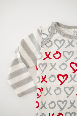 X's and O's Gray Stripe Onesie