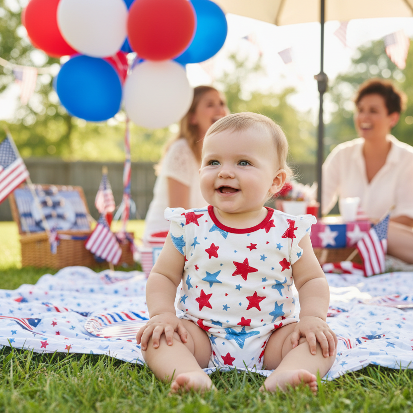Baby Girl Star Bubble Romper