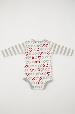 X's and O's Gray Stripe Onesie