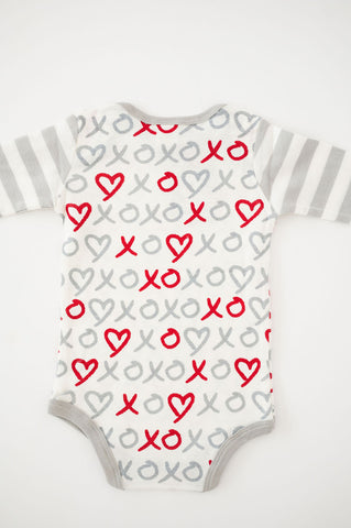 X's and O's Gray Stripe Onesie