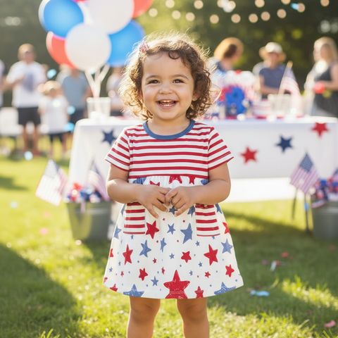 Baby Girl Stars and Stripes Pocket Dress