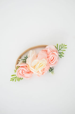 Peach and Cream Floral Headband