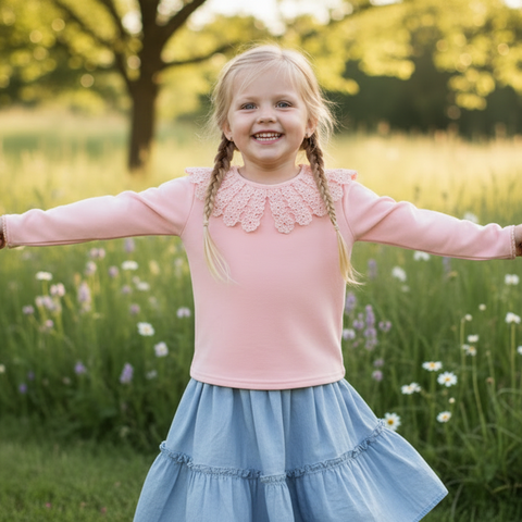 Doe a Dear | Peach Long Sleeve Knit Top