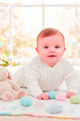 Hope & Henry | Baby Boy Organic Cable Knit Sweater Romper