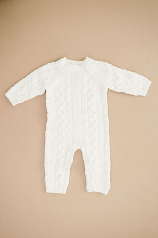 Hope & Henry | Baby Boy Organic Cable Knit Sweater Romper