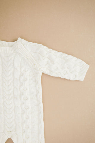Hope & Henry | Baby Boy Organic Cable Knit Sweater Romper