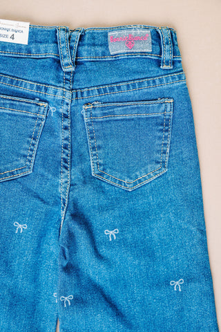Bonnie Bianca | Girl's Wide Leg Denim Jeans w/ Bow Detail