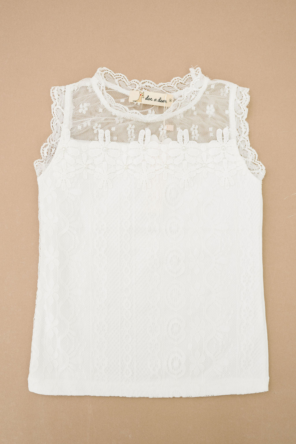 Doe a Dear | Girls White Floral Lace Tank