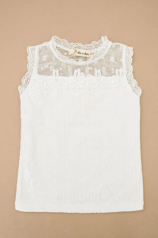 Doe a Dear | Girls White Floral Lace Tank