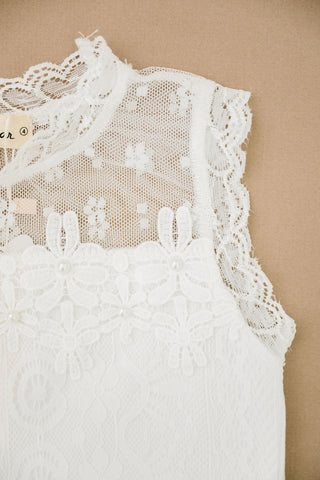 Doe a Dear | Girls White Floral Lace Tank