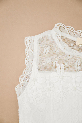 Doe a Dear | Girls White Floral Lace Tank