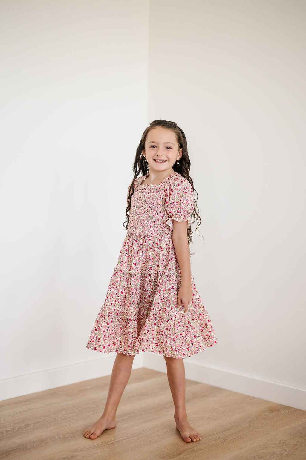 Emmy Pink Floral Smocked Dress