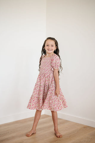 Emmy Pink Floral Smocked Dress