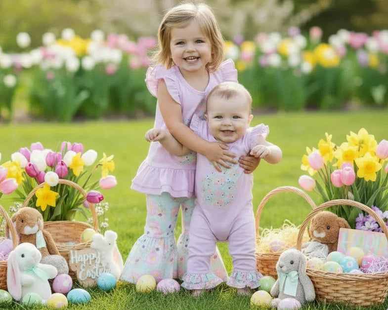 Clover Cottage | Lavender Bunny Romper - Spoiled Rotten