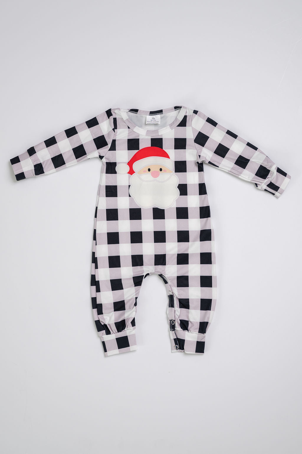 Black and White Checked Santa Romper