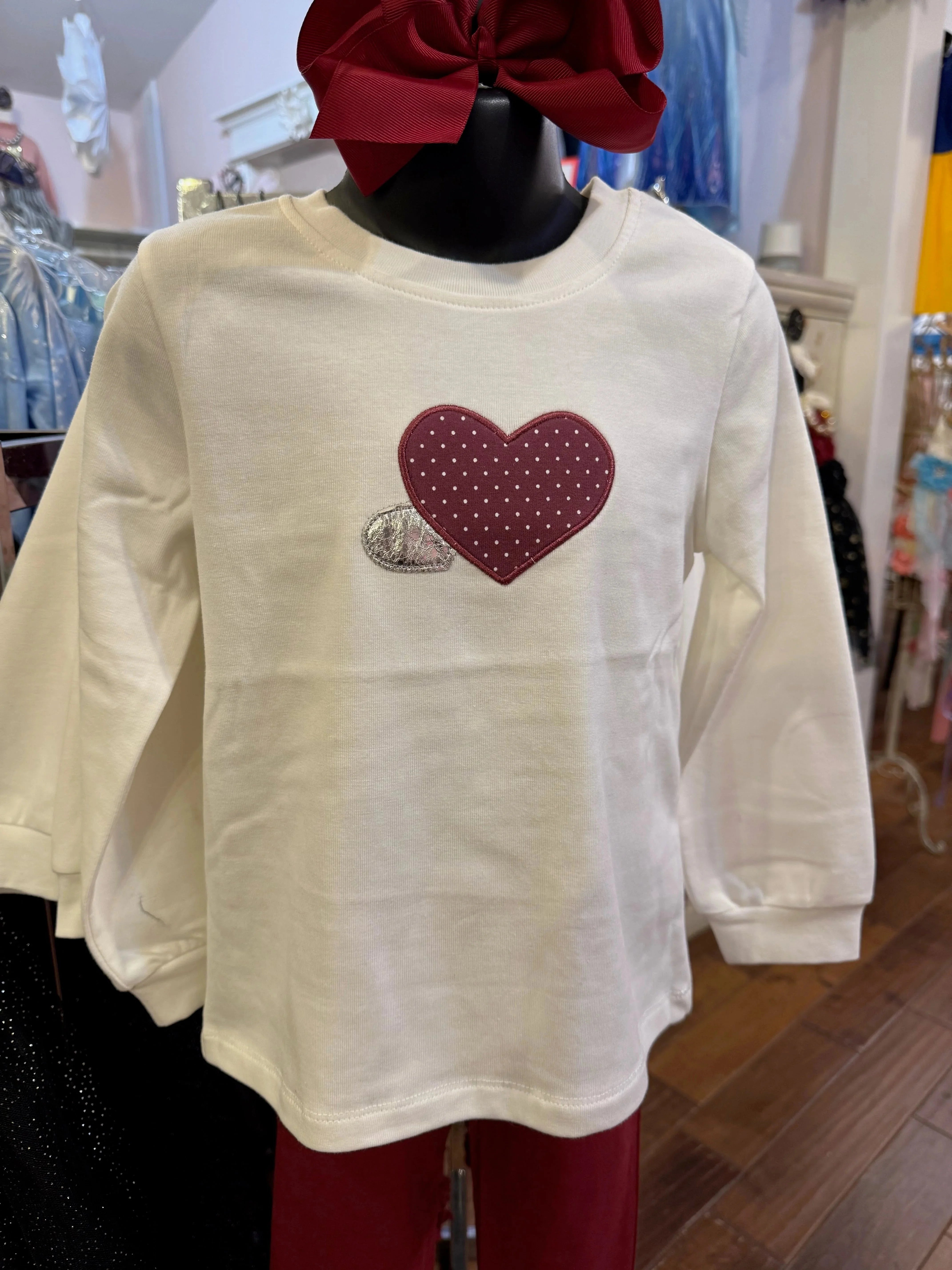 Doe a Dear - Two Hearts Girls Sweatshirt - Premium quality boutique clothing detail (Image 2 of 2)