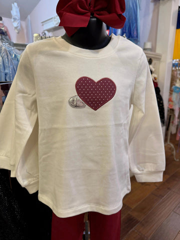 Doe a Dear - Two Hearts Girls Sweatshirt - Premium quality boutique clothing detail (Image 2 of 2)