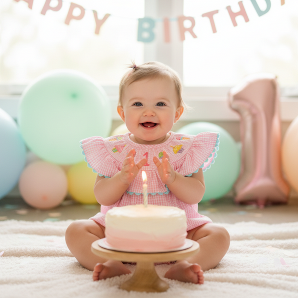 Mud Pie | 1st Birthday Smocked Bubble