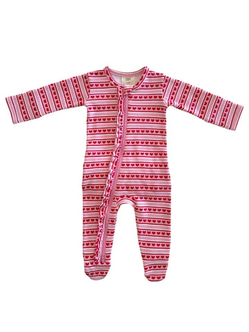 Valentine Stripe Footie Pajamas