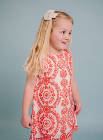 Doe a Dear | Orange Poppy Embroidered Dress
