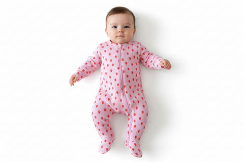 SIIX | Pink Strawberry Two-way Zip Footie