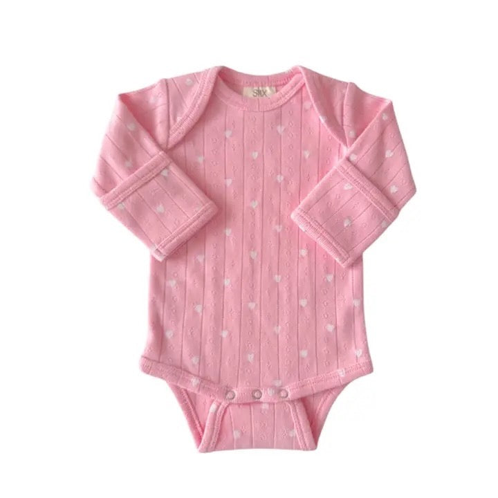 SIIX | Pink with White Hearts Onesie