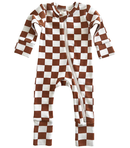 SIIX Stracciatella Checkerboard / Organic 2-Way Zip Romper